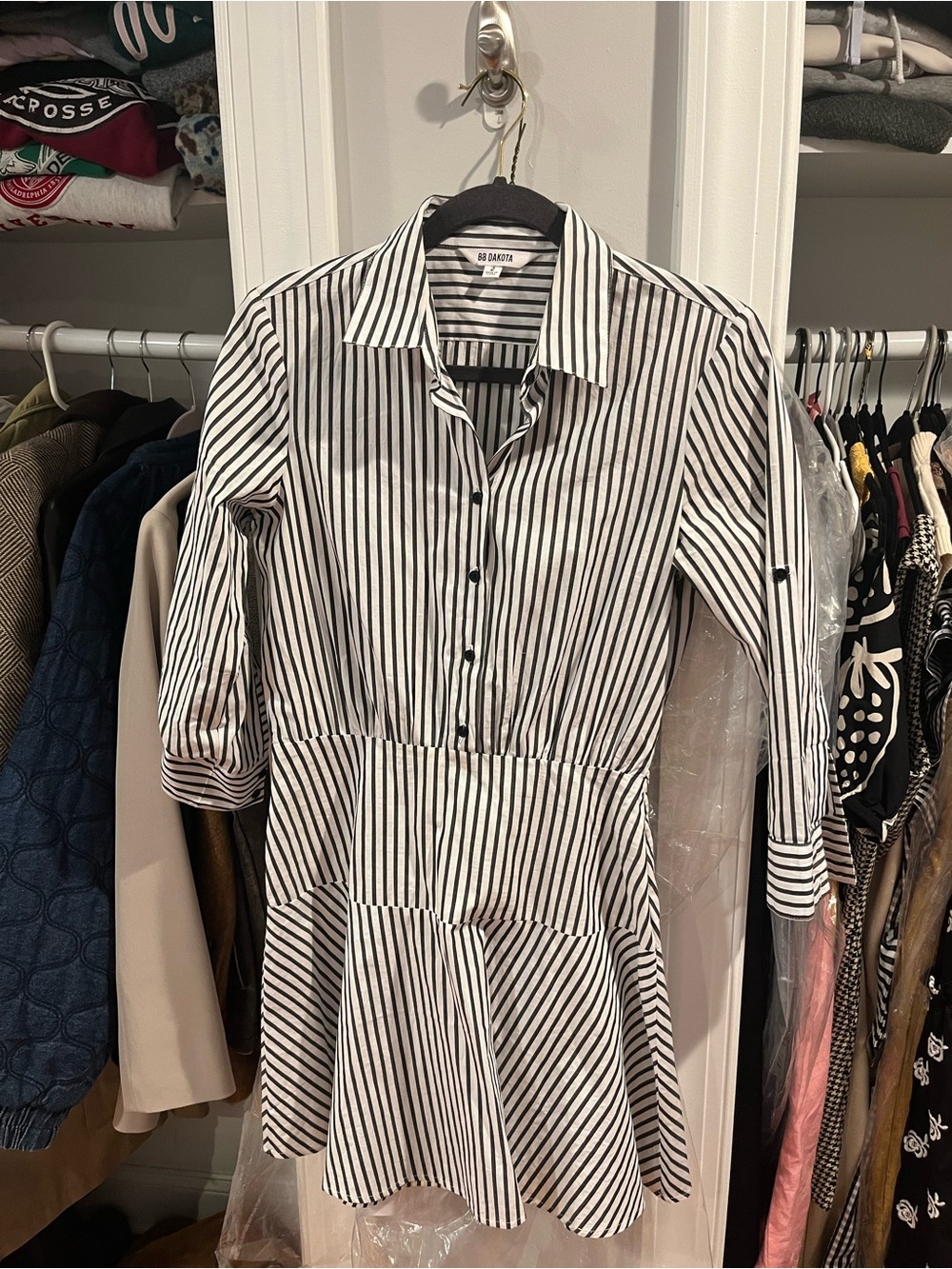 BB Dakota Black and White Striped Button-Down Shirt